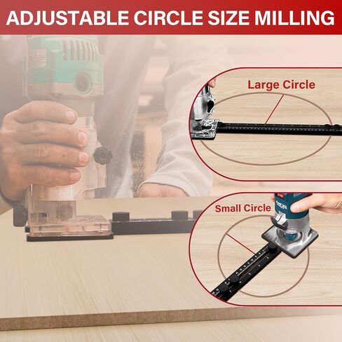 3 in 1 Router Tool Milling Groove Bracket, Cabinet Hardware Jig, Adjustable Router Circle Cutting Guide, Multifunctional Router Jig for Woodworking Wood Router Tool(Black) in Saudi Arabia