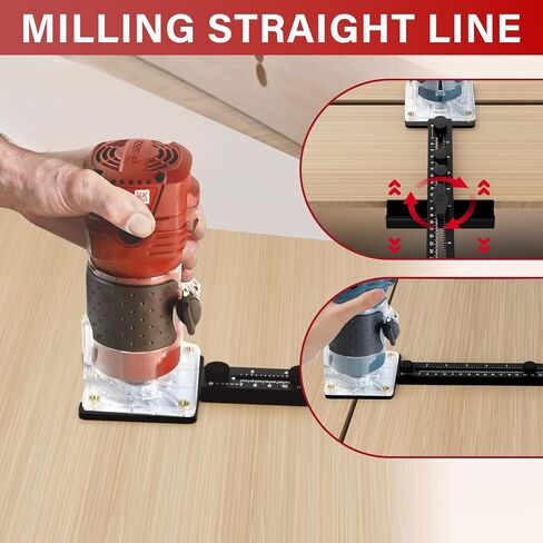 3 in 1 Router Tool Milling Groove Bracket, Cabinet Hardware Jig, Adjustable Router Circle Cutting Guide, Multifunctional Router Jig for Woodworking Wood Router Tool(Black) in Saudi Arabia