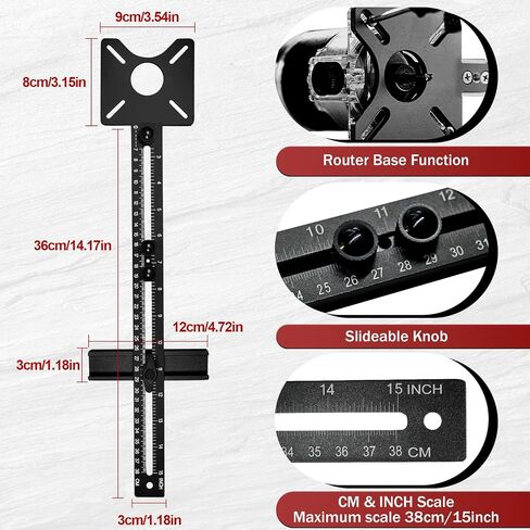 3 in 1 Router Tool Milling Groove Bracket, Cabinet Hardware Jig, Adjustable Router Circle Cutting Guide, Multifunctional Router Jig for Woodworking Wood Router Tool(Black) in Saudi Arabia