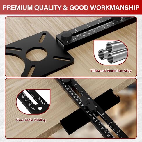 3 in 1 Router Tool Milling Groove Bracket, Cabinet Hardware Jig, Adjustable Router Circle Cutting Guide, Multifunctional Router Jig for Woodworking Wood Router Tool(Black) in Saudi Arabia