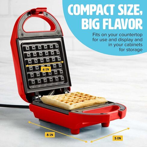 Tasty Mini Nonstick Waffle Maker, Perfect for Individual Waffles, Hash Browns, Brownies and more, Quick Results, Easy Clean Up, 600W, Aqua in Kuwait