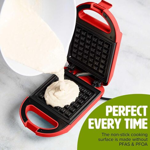 Tasty Mini Nonstick Waffle Maker, Perfect for Individual Waffles, Hash Browns, Brownies and more, Quick Results, Easy Clean Up, 600W, Aqua in Kuwait