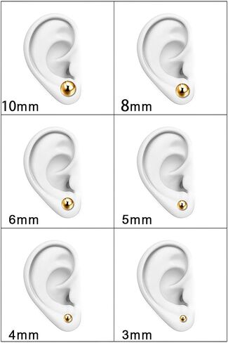 HENGYID 6 Pair Stainless Steel Round Ball Stud Earrings Set for Women 4mm-10mm, Simple Polished Ball Studs Hypoallergenic Jewelry in Saudi Arabia