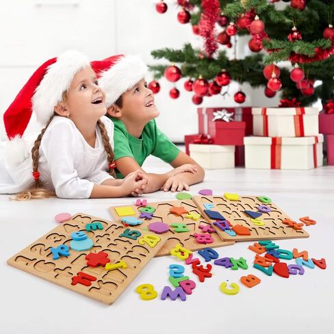ألغاز خشبية للأطفال الصغار، ألغاز خشبية على شكل أرقام أبجدية، ألغاز اسم ABC للأطفال الصغار، ألعاب ألغاز تعليمية للأطفال، 3 في 1، ألغاز مونتيسور للأطفال الصغار in Kuwait