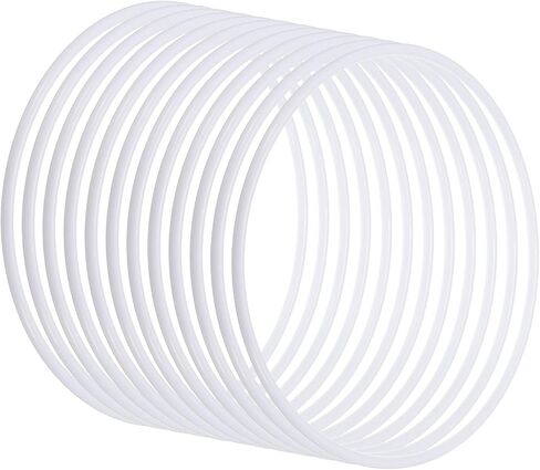PATIKIL 4 Inch Dream Catcher Rings, 12 Pcs Plastic Macrame Wreath Floral Round Ring Hoop for Home Car DIY Craft Wedding Wall Hanging Decorations, White in Saudi Arabia