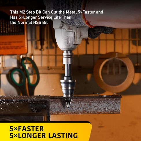 Anfrere M2 HSS Step Drill Bit for Impact Drills، 7/8"، 1-1/8"، 1-3/8" لقم الثقب المخروط الأسود لقطع ثقب الصفائح المعدنية الفولاذية، وحدة ثقب متعددة، أدوات منزلية لقم متدرجة in Kuwait