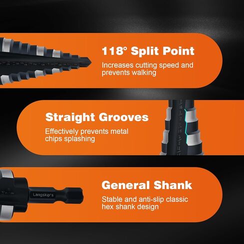 مجموعة لقم الثقب من لانجسكيب، لقم مثقاب فولاذية عالية السرعة M35 مخددة مزدوجة لحفر الثقب في الفولاذ المقاوم للصدأ والنحاس والألمنيوم والخشب والبلاستيك in Kuwait