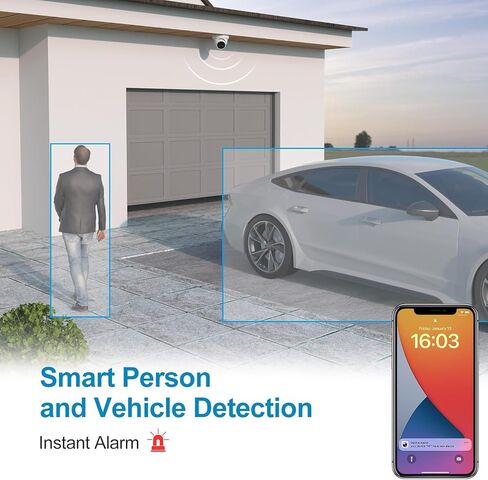 Anpviz 16CH PoE Security Camera System with Human/Vehicle Detection, 4K 16 Channel NVR with 4TB HDD, 8pcs 100ft Smart Dual Light Color Night Vision Outdoor IP 2.8mm Cameras for 24/7 Recording in Saudi Arabia