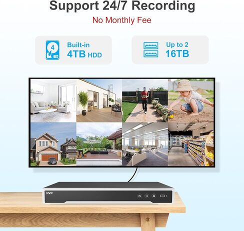 Anpviz 16CH PoE Security Camera System with Human/Vehicle Detection, 4K 16 Channel NVR with 4TB HDD, 8pcs 100ft Smart Dual Light Color Night Vision Outdoor IP 2.8mm Cameras for 24/7 Recording in Saudi Arabia