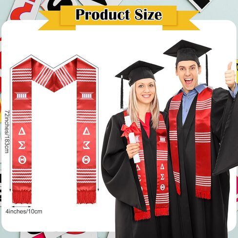 Vinsatin فئة 2024 Kente التخرج سرق البوليستر التخرج Kente سرق وشاح التخرج الأحمر والأبيض مع شرابة حمراء ل2024 غراد الفن الأفريقي، 72 × 4 بوصة in Kuwait