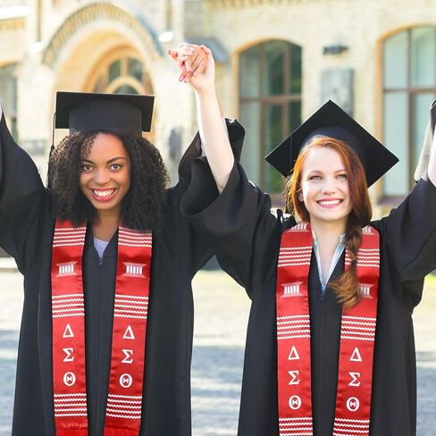 Vinsatin فئة 2024 Kente التخرج سرق البوليستر التخرج Kente سرق وشاح التخرج الأحمر والأبيض مع شرابة حمراء ل2024 غراد الفن الأفريقي، 72 × 4 بوصة in Kuwait