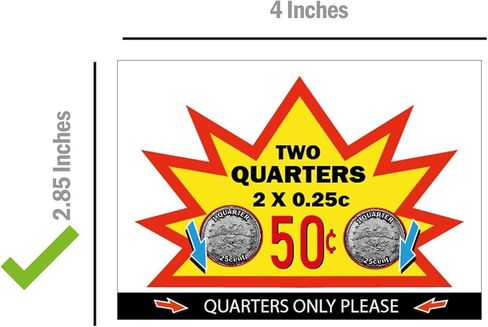 ملصق سعر آلة العلكة - ملصق سعر 50 سنتًا لعرض آلة بيع الكبسولات الكبيرة. ملصق ذو وجهين لآلة العلكة - ملصق خلفي مقاس 2 × 0.25 - لوازم آلات البيع - (25 عبوة) in Kuwait