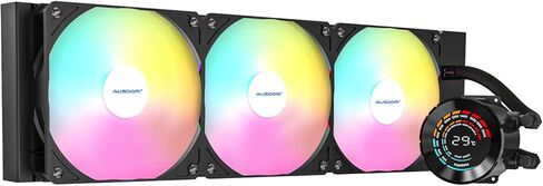 مبرد سائل AUSDOM 240 مم AIO CPU لسطح المكتب - شاشة LCD 2.1 بوصة لمقاييس الأداء، مضخة عالية الأداء، 2 × 120 بكسل مراوح ARGB، متوافق مع Intel وAMD - أسود in Saudi Arabia