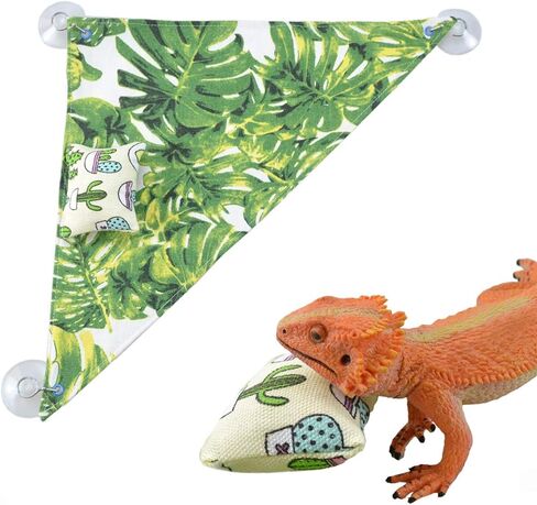 pranovo Reptile Hammock Swing Hanging Bed Lounger Ladder with Adhesive Hooks and Suction Hook for Bearded Dragon Leopard Gecko Rat Lizard (Cactus Pattern) in Saudi Arabia