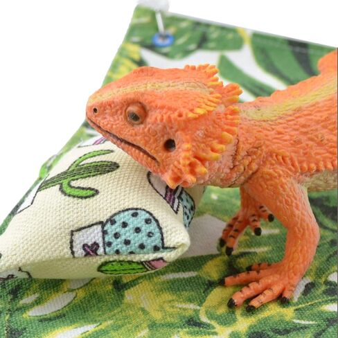 pranovo Reptile Hammock Swing Hanging Bed Lounger Ladder with Adhesive Hooks and Suction Hook for Bearded Dragon Leopard Gecko Rat Lizard (Cactus Pattern) in Saudi Arabia