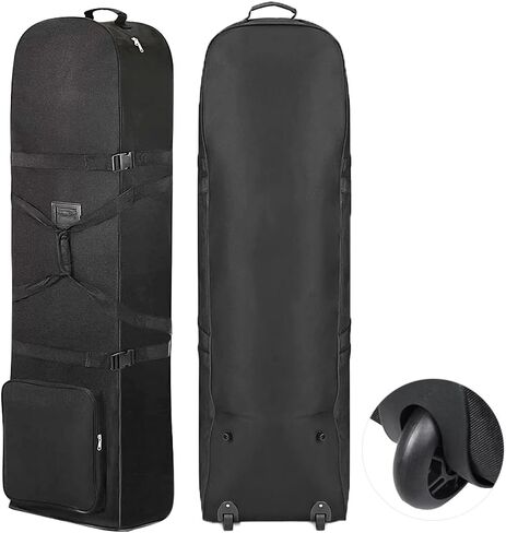 حقيبة سفر Gloserin للجولف مع عجلات، غطاء سفر خفيف الوزن ومحمول لنادي الجولف مثالي لشركات الطيران، 900D أكسفورد عالي التحمل مقاوم للاهتراء، ناعم الجوانب قابل للطي لسهولة التخزين in Kuwait