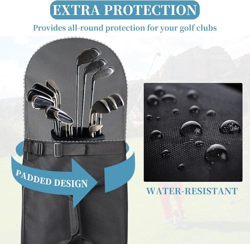 حقيبة سفر Gloserin للجولف مع عجلات، غطاء سفر خفيف الوزن ومحمول لنادي الجولف مثالي لشركات الطيران، 900D أكسفورد عالي التحمل مقاوم للاهتراء، ناعم الجوانب قابل للطي لسهولة التخزين in Kuwait
