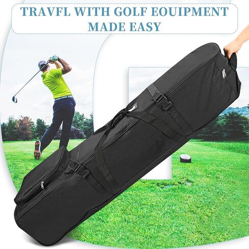 حقيبة سفر Gloserin للجولف مع عجلات، غطاء سفر خفيف الوزن ومحمول لنادي الجولف مثالي لشركات الطيران، 900D أكسفورد عالي التحمل مقاوم للاهتراء، ناعم الجوانب قابل للطي لسهولة التخزين in Kuwait