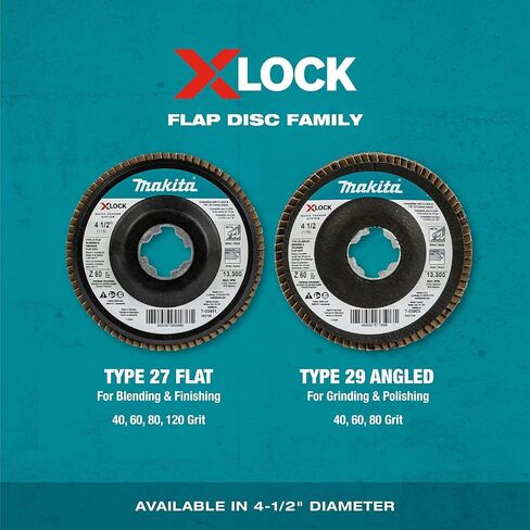 ماكيتا T-03894 X-Lock 4‑1/2 بوصة 40 حبيبة نوع 29 قرص طحن وتلميع بزاوية لقفل X وجميع المطاحن الأربور 7/8 بوصة in Saudi Arabia
