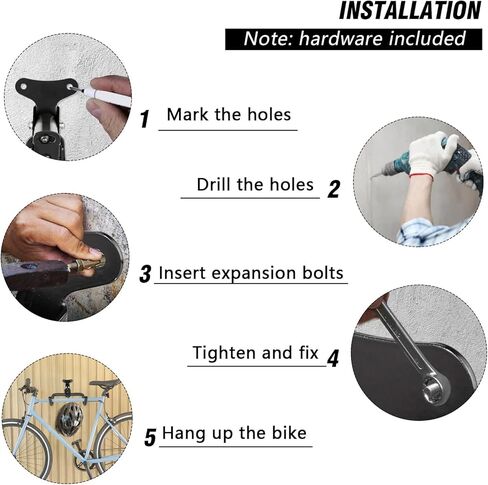 LalaKoo Bike Hanger Wall Mount - 2 Pack Adjustable Bike Garage Hanger Foldable Bicycle Rack Bicycle Storage Horizontal Indoor Outside Bike Hook for Garage for Road Mountain Hybrid Bikes in Kuwait