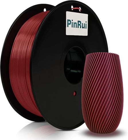 PinRui PLA خيوط حرير 1.75 مم 1 كجم، خيوط طابعة PLA ثلاثية الأبعاد، طباعة سلسة بدون اعوجاج، دقة الأبعاد +/- 0.03 مم، تناسب معظم طابعات FDM، بورجوندي (أحمر داكن) in Saudi Arabia