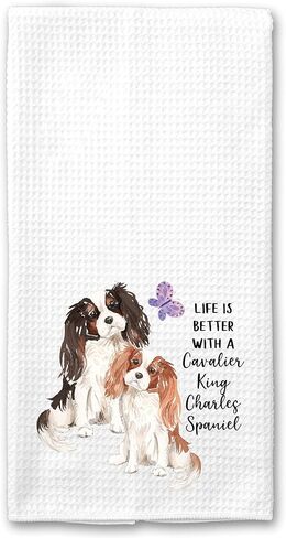 Watercolor Life is Better with a Cavalier King Charles Spaniel Microfiber Kitchen Tea Bar Towel Gift for Animal Dog Lover in Saudi Arabia