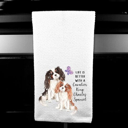 Watercolor Life is Better with a Cavalier King Charles Spaniel Microfiber Kitchen Tea Bar Towel Gift for Animal Dog Lover in Saudi Arabia