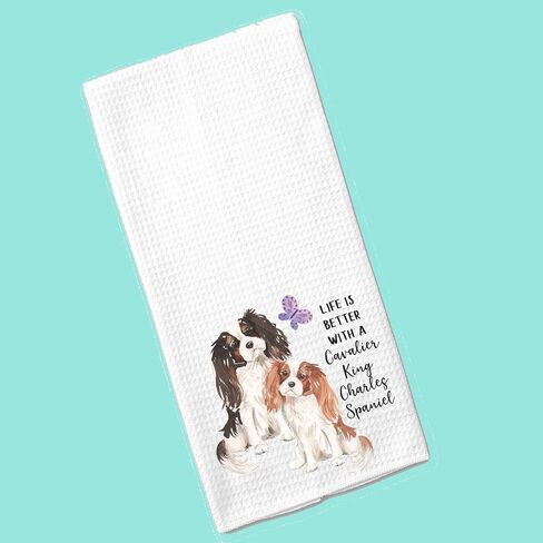 Watercolor Life is Better with a Cavalier King Charles Spaniel Microfiber Kitchen Tea Bar Towel Gift for Animal Dog Lover in Saudi Arabia