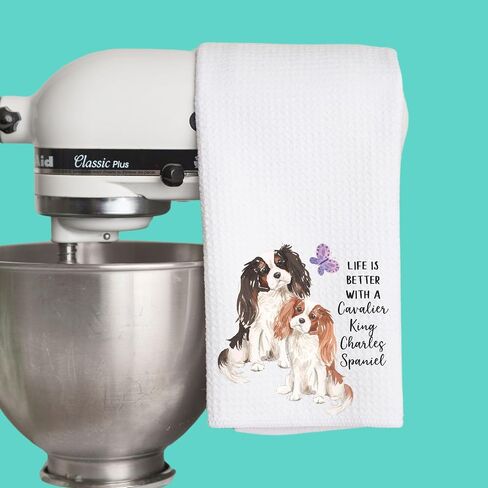 Watercolor Life is Better with a Cavalier King Charles Spaniel Microfiber Kitchen Tea Bar Towel Gift for Animal Dog Lover in Saudi Arabia
