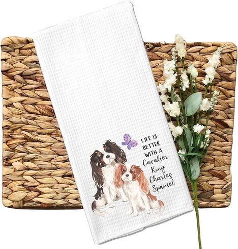 Watercolor Life is Better with a Cavalier King Charles Spaniel Microfiber Kitchen Tea Bar Towel Gift for Animal Dog Lover in Saudi Arabia