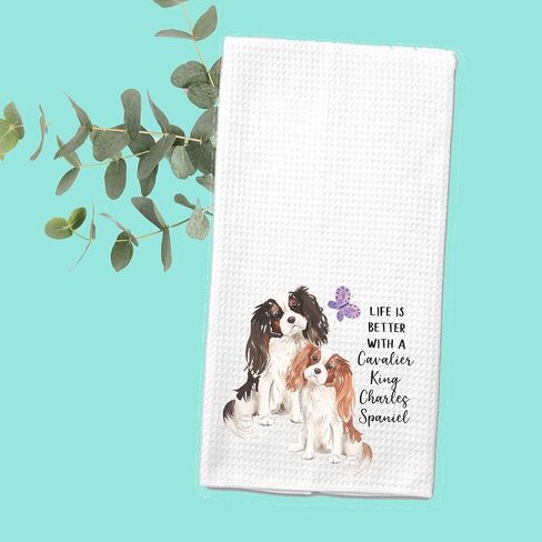 Watercolor Life is Better with a Cavalier King Charles Spaniel Microfiber Kitchen Tea Bar Towel Gift for Animal Dog Lover in Saudi Arabia
