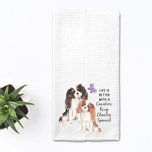 Watercolor Life is Better with a Cavalier King Charles Spaniel Microfiber Kitchen Tea Bar Towel Gift for Animal Dog Lover in Saudi Arabia