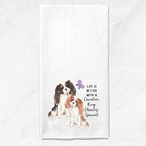 Watercolor Life is Better with a Cavalier King Charles Spaniel Microfiber Kitchen Tea Bar Towel Gift for Animal Dog Lover in Saudi Arabia