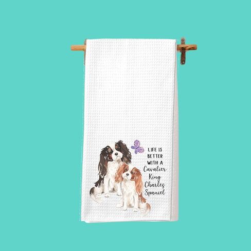 Watercolor Life is Better with a Cavalier King Charles Spaniel Microfiber Kitchen Tea Bar Towel Gift for Animal Dog Lover in Saudi Arabia