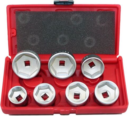 ABN Oil Filter Cap Wrench Metric 7-Piece Socket Set Tool Kit 24mm to 38mm for BMW, Mercedes, VW Paper Cartridge Housing in Saudi Arabia