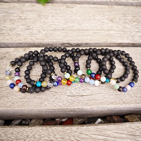 IUNIQUEEN Boho Handmad الطبيعية الحمم شقرا شفاء الطاقة حجر الخرزة أساور لفتاة صبي في سن المراهقة النساء الرجال صديق مجوهرات هدايا عيد ميلاد سوار الروحي in Saudi Arabia
