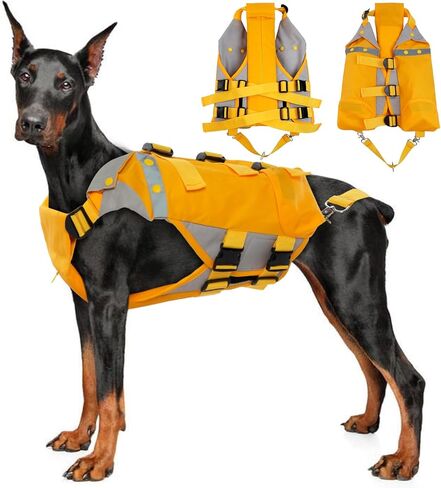 سترة نجاة للكلاب من bonaweite، سترة نجاة عالية الوضوح للكلاب، منقذة للحياة للكلاب، حافظة حياة الجرو مع تعويم عالي لركوب القوارب السباحة، ملابس سباحة خفيفة الوزن لحياة الحيوانات الأليفة للكلاب الصغيرة والمتوسطة والكبيرة in Kuwait