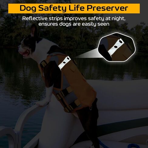 سترة نجاة للكلاب من bonaweite، سترة نجاة عالية الوضوح للكلاب، منقذة للحياة للكلاب، حافظة حياة الجرو مع تعويم عالي لركوب القوارب السباحة، ملابس سباحة خفيفة الوزن لحياة الحيوانات الأليفة للكلاب الصغيرة والمتوسطة والكبيرة in Kuwait