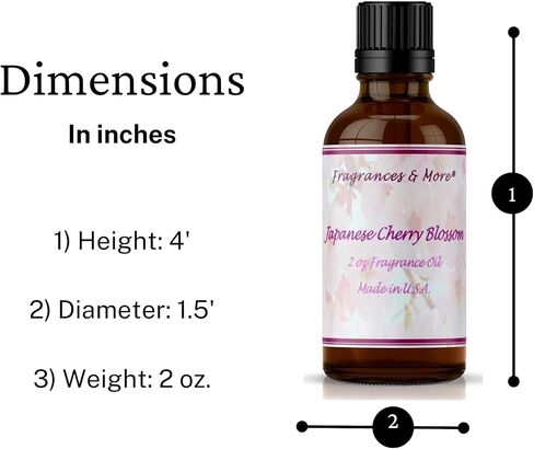عطور وأكثر - زيت عطري بزهر الكرز الياباني لصنع الشموع 2 أونصة. (60 مل) روائح الشموع لصنع الشموع. زيت معطر للمنزل. الزيوت العطرية لصناعة الصابون. الزيوت العطرية. in Kuwait