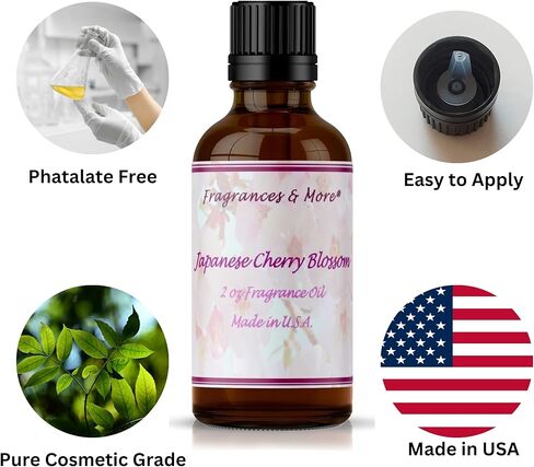 عطور وأكثر - زيت عطري بزهر الكرز الياباني لصنع الشموع 2 أونصة. (60 مل) روائح الشموع لصنع الشموع. زيت معطر للمنزل. الزيوت العطرية لصناعة الصابون. الزيوت العطرية. in Kuwait