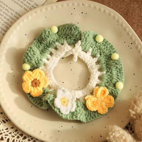 طوق لافيفيناك للقطط، طوق محبوك يدويًا للقطط مع فراشة زهرة للفتيات والقطط والكلاب المتوسطة وحفلات عيد الميلاد (M) in Kuwait