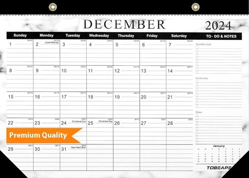Tobeape® 2024-2025 Desk Calendar with Planner Stickers, Large Monthly Pages 17 x 12 inches Wall Calendar Daily Planner, Hanging 20 months Runs from Now Through December 2025 in Kuwait