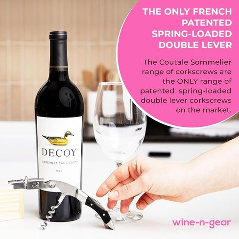 فتاحة زجاجات النبيذ من Prestige Waiters من Coutale Sommelier - خشب الورد - فتاحة النبيذ ذات الرافعة المزدوجة الحاصلة على براءة اختراع فرنسية - مفتاح يدوي رائع للسقاة والهدايا in Kuwait