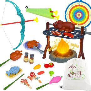 Educational Kids Camping Set: Fake Campfire with Grill Sticks, Pretend Play Food, and Grill Kit - Perfect Playhouse Accessories for Toddlers and Kids Ages 3,4,5,6 in Saudi Arabia