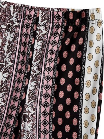 بنطال WDIRARA البناتي ذو الخصر المرن والساق الواسعة والمضلع الكاجوال والمطاط الطويل in Kuwait