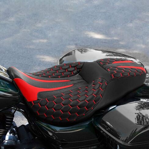 XMT-MOTO مقعد السائق + الراكب مناسب لموديلات Harley Davidson Touring وTri Glide 2009-2023 أحمر in Kuwait
