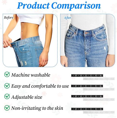 8 قطع لشد الخصر للسراويل النسائية، حزام خصر جينز قابل للتعديل لشد الخصر للنساء والرجال in Kuwait