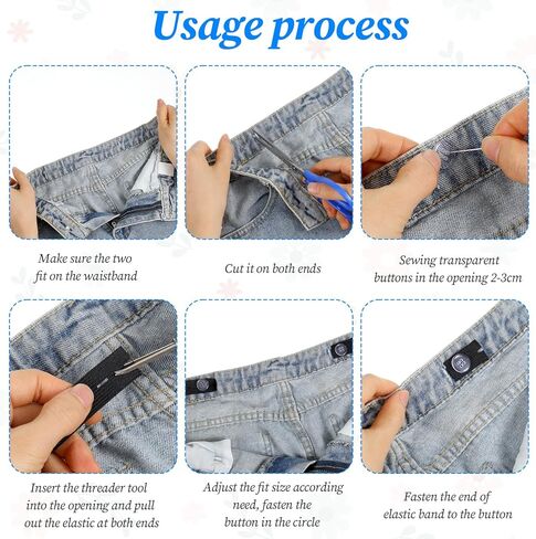 8 قطع لشد الخصر للسراويل النسائية، حزام خصر جينز قابل للتعديل لشد الخصر للنساء والرجال in Kuwait