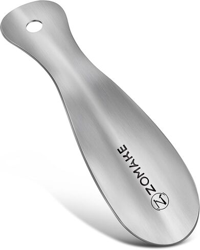 ZOMAKE Metal Shoe Horn Small Shoehorn 7.5 inch - Travel Shoe Horns for Seniors Men Women Kids - Stainless Steel Shoe Horn with Hook (Silver) in Saudi Arabia