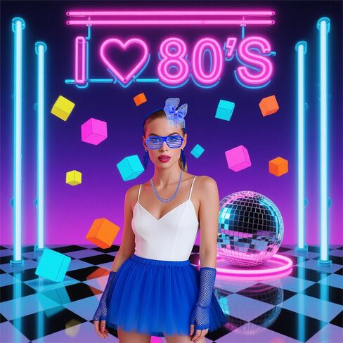 إكسسوارات YMO 80s للنساء، إكسسوارات نيون 1980s ريترو حفلة موسيقية تحت عنوان مجموعات أزياء الهالوين للنساء in Saudi Arabia